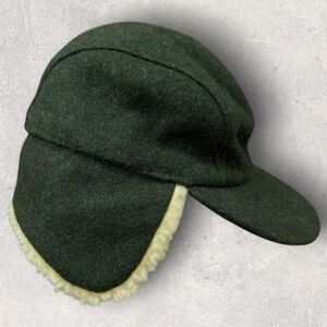 Filson Double Mackinaw Cap Mens L Forest Green Wool Shearling Earflap Hat USA